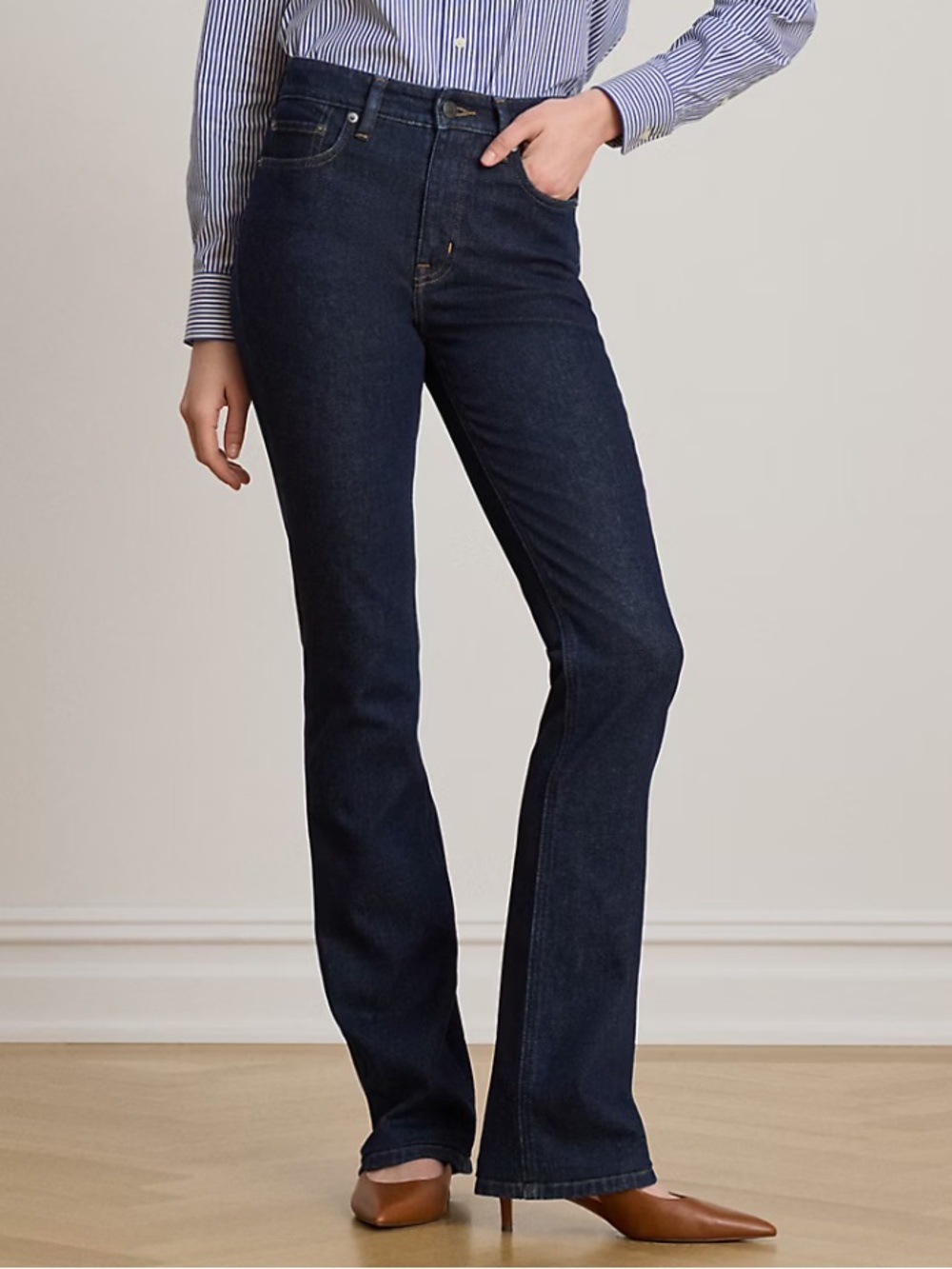Lauren Ralph Lauren | Women’s Dark Blue Denim High-Rise Bootcut Jeans Size 8